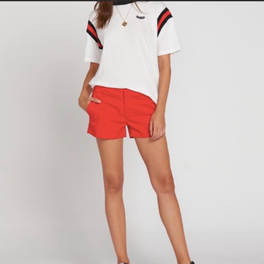 Red Volcom shorts